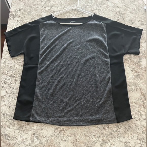 Ann Taylor Loft Women's Gray Black Short Sleeves Blouse Top Medium - Picture 4 of 10